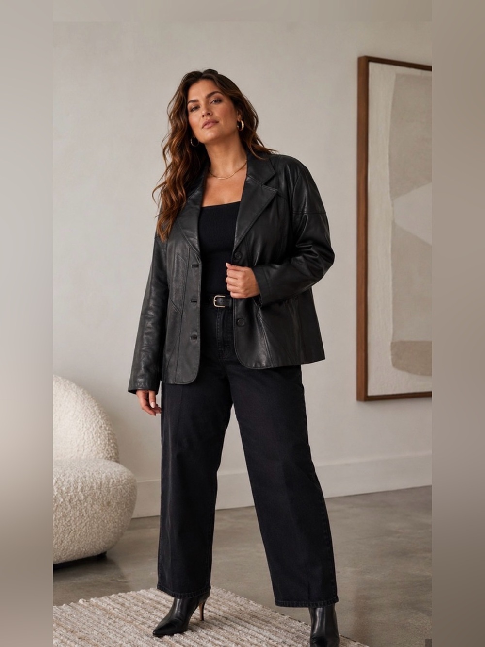 Lane Bryant NWT Genuine Leather Black Blazer Jacket Plus Size 22/24